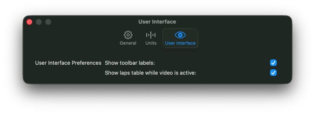 User interface settings
